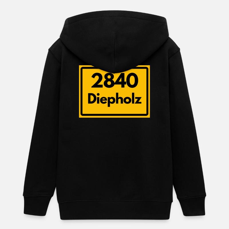 OLD POSTCODE POSTCODE RETRO 2840 DIEPHOLZ – HANSEB - Teens Organic Zip-up Hoodie by Stanley/Stella - black