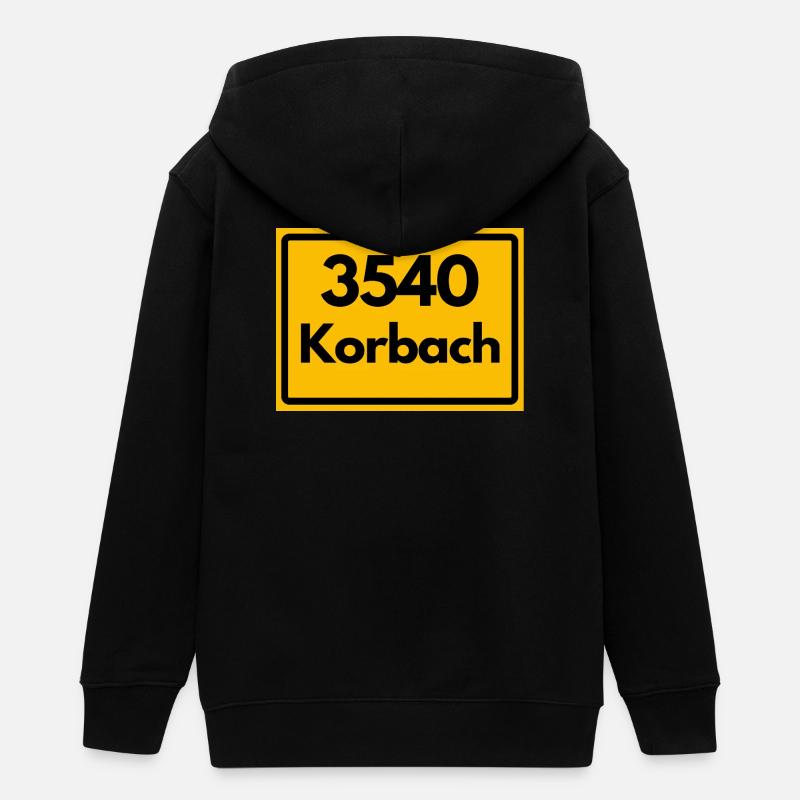 OLD POSTCODE POSTCODE RETRO 3540 KORBACH – HANSE - Teens Organic Zip-up Hoodie by Stanley/Stella - black