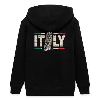 Leaning Tower Italy Vintage - Teens Organic Zip-up Hoodie by Stanley/Stella - black - Back - AI Model Teenager Male light (155cm)