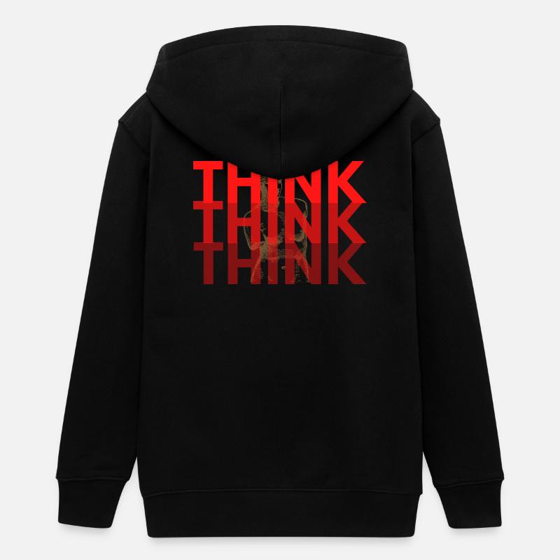 Typographie Superposée Red Think - Veste à capuche ado bio Stanley/Stella - noir