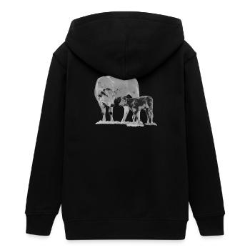 Vache avec veau - Veste à capuche ado bio Stanley/Stella - noir - Dos - AI Model Teenager Male light (155cm)