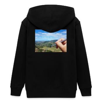 Himmlisches Schöpfungszitat Landschaft - Teenager Organic Kapuzenjacke Mini Cultivator von Stanley/Stella - Schwarz - Hinten - AI Model Teenager Male light (155cm)