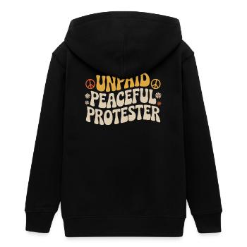 Militant pacifique non rémunéré déclarant Manifestation - Veste à capuche ado bio Stanley/Stella - noir - Dos - AI Model Teenager Male light (155cm)