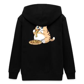 Chat potelé mignon mangeant de la pizza - Veste à capuche ado bio Stanley/Stella - noir - Dos - AI Model Teenager Male light (155cm)