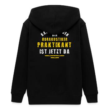 Hearing Aid Acoustician Intern Hearing Acoustics Internship - Teens Organic Zip-up Hoodie by Stanley/Stella - black - Back - AI Model Teenager Male light (155cm)