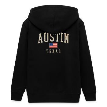 Austin Texas Americana Flag - Teenager Organic Kapuzenjacke Mini Cultivator von Stanley/Stella - Schwarz - Hinten - AI Model Teenager Male light (155cm)