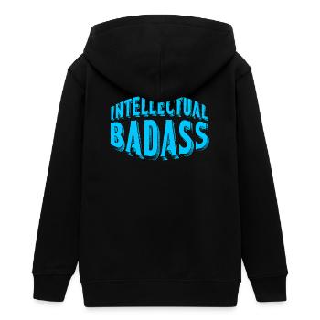 Intellectual Badass Blue Retro Typography Art - Teens Organic Zip-up Hoodie by Stanley/Stella - black - Back - AI Model Teenager Male light (155cm)