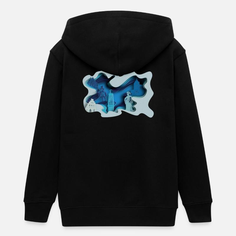 Silhouette de la ville de Moers à l’aspect hydrographique - Veste à capuche ado bio Stanley/Stella - noir