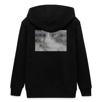 Cat portrait in glitch look - Teens Organic Zip-up Hoodie by Stanley/Stella - black - Back - AI Model Teenager Male light (155cm)