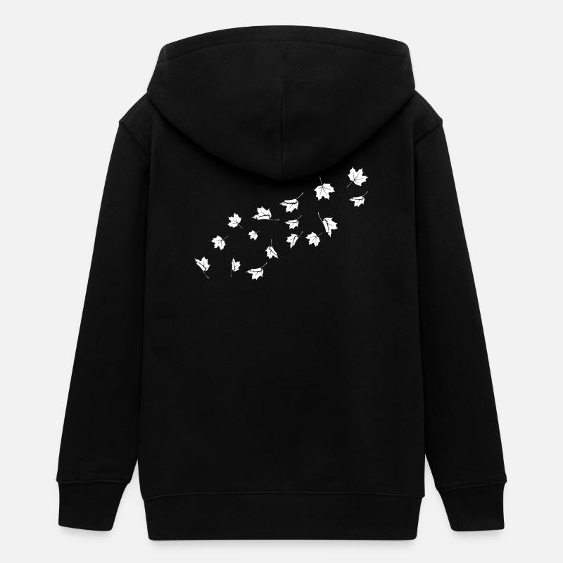 Des feuilles d’érable minimalistes soufflant dans le vent - Veste à capuche ado bio Stanley/Stella - noir