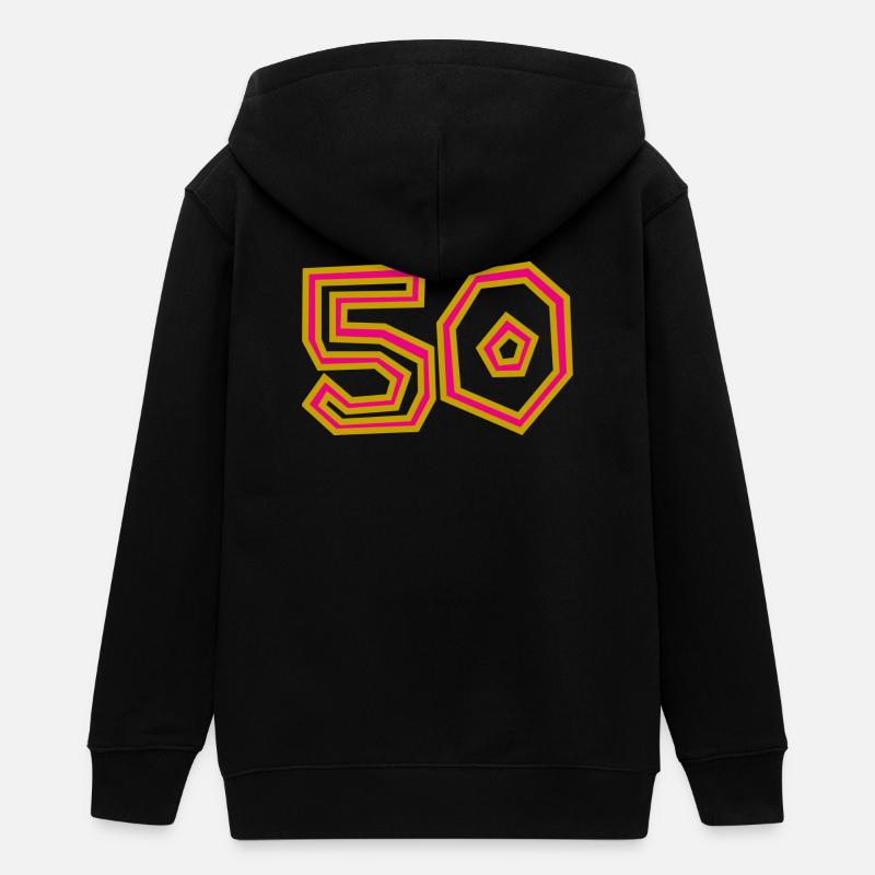 50. 50 ANS. 50e ANNIVERSAIRE. ANNIVERSAIRE 50 ANS. - Veste à capuche ado bio Stanley/Stella - noir