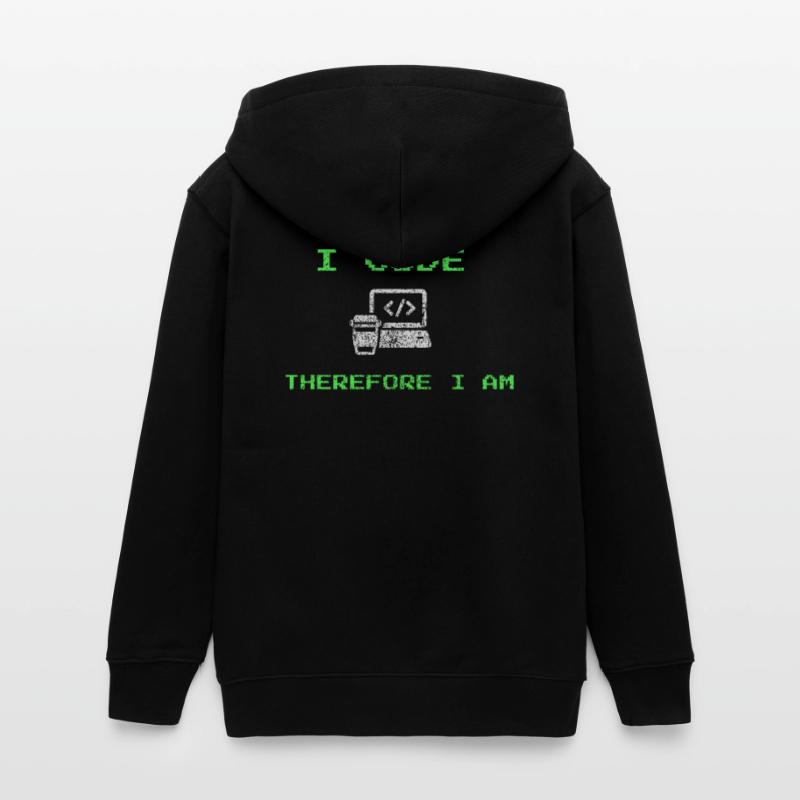 I Code Therefore I Am – Funny Developer Tee Teens Organic Zip-up Hoodie by Stanley/Stella