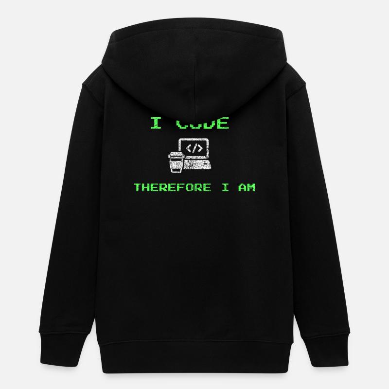 Je code donc je suis - T-shirt développeur amusant - Veste à capuche ado bio Stanley/Stella - noir