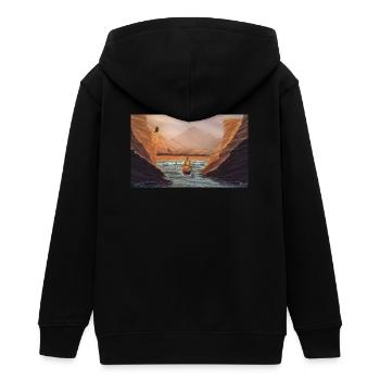 Reise zur Morgendämmerung in den Klippen - Teenager Organic Kapuzenjacke Mini Cultivator von Stanley/Stella - Schwarz - Hinten - AI Model Teenager Male light (155cm)