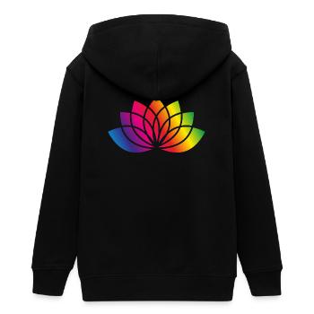 colorful stylized flowers symbol - Teens Organic Zip-up Hoodie by Stanley/Stella - black - Back - AI Model Teenager Male light (155cm)