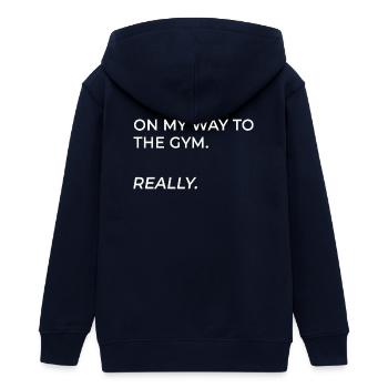 On the way to training. Really. - Teens Organic Zip-up Hoodie by Stanley/Stella - navy - Back - AI Model Teenager Male light (155cm)