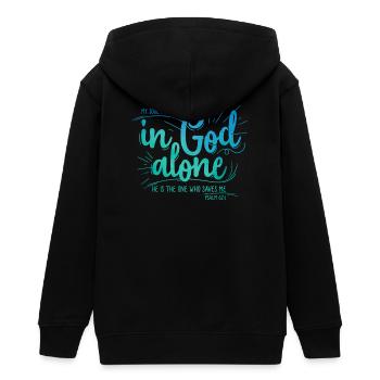 My soul finds rest in God alone - Teens Organic Zip-up Hoodie by Stanley/Stella - black - Back - AI Model Teenager Male light (155cm)
