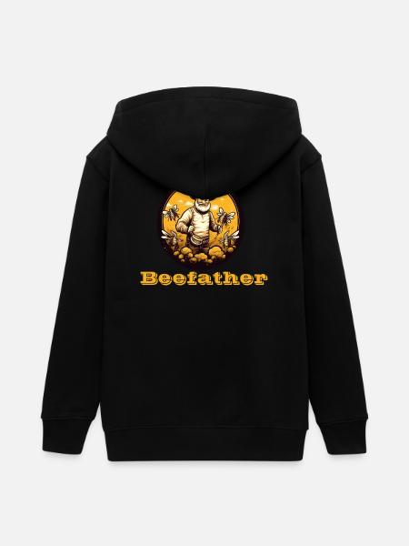Beefather - Teens Organic Zip-up Hoodie by Stanley/Stella - black