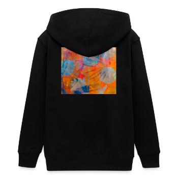 Abstrakte bunte Kreise auf lebhaftem Hintergrund - Teenager Organic Kapuzenjacke Mini Cultivator von Stanley/Stella - Schwarz - Hinten - AI Model Teenager Male light (155cm)