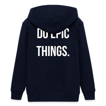 DO EPIC THINGS. | Greyline Official - Teens Organic Zip-up Hoodie by Stanley/Stella - navy - Back - AI Model Teenager Male light (155cm)