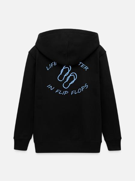 LA VIE EST MEILLEURE EN TONGS - Veste à capuche ado bio Stanley/Stella - noir