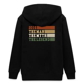 2016 The Man Myth Legend 2016 | Vintage!! - Teenager Organic Kapuzenjacke Mini Cultivator von Stanley/Stella - Schwarz - Hinten - AI Model Teenager Male light (155cm)