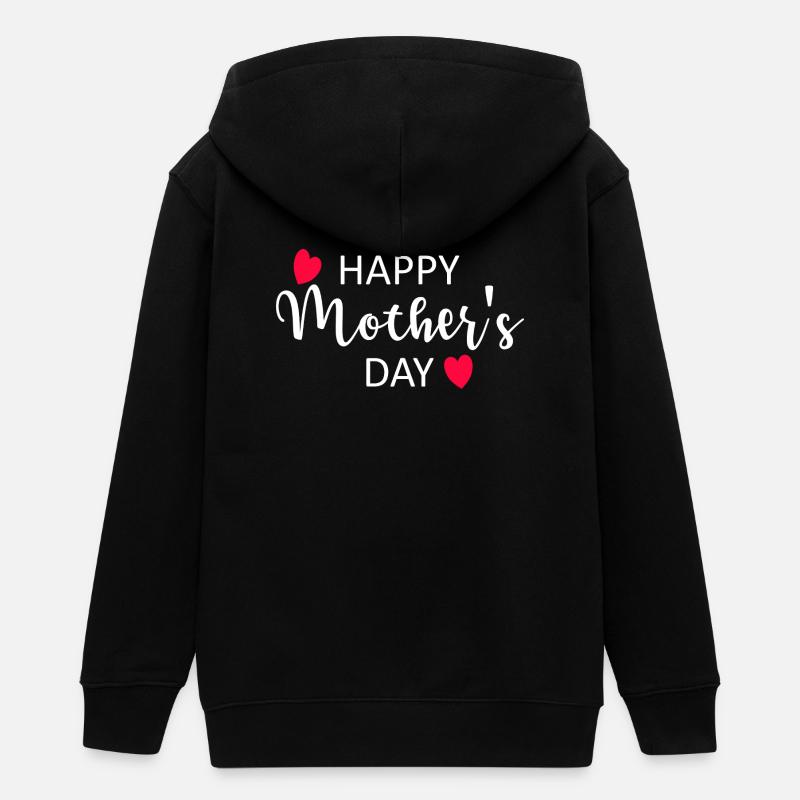 Bonne fête des mères Script Hearts - Veste à capuche ado bio Stanley/Stella - noir