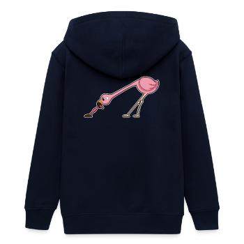 Flamingo Wurm - Teenager Organic Kapuzenjacke Mini Cultivator von Stanley/Stella - Navy - Hinten - AI Model Teenager Male light (155cm)