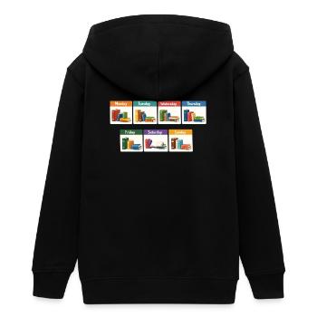 Wochentage Bücher Regaldesign - Teenager Organic Kapuzenjacke Mini Cultivator von Stanley/Stella - Schwarz - Hinten - AI Model Teenager Male light (155cm)