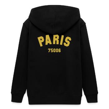 6e arrondissement de PARIS - Veste à capuche ado bio Stanley/Stella - noir - Dos - AI Model Teenager Male light (155cm)