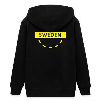 Yellow Swedish Flag Circle Design - Teens Organic Zip-up Hoodie by Stanley/Stella - black - Back - AI Model Teenager Male light (155cm)