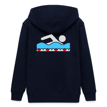 Schwimmer Piktogramm Freistil Welle Pool Sport - Teenager Organic Kapuzenjacke Mini Cultivator von Stanley/Stella - Navy - Hinten - AI Model Teenager Male light (155cm)