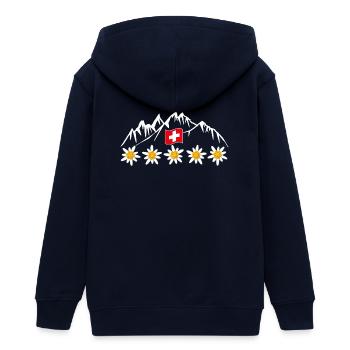 Suisse, montagnes, glaciers, vacances - Veste à capuche ado bio Stanley/Stella - marine - Dos - AI Model Teenager Male light (155cm)