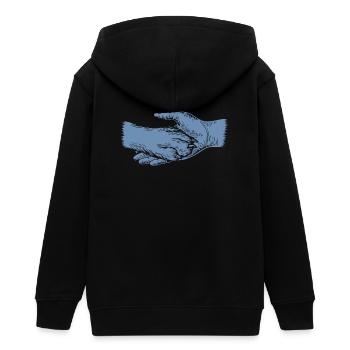 Chien et maître - Silhouette de main et de patte - Veste à capuche ado bio Stanley/Stella - noir - Dos - AI Model Teenager Male light (155cm)