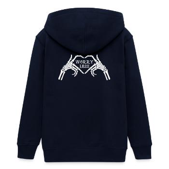 Cœur squelette avec texte sans souci - Veste à capuche ado bio Stanley/Stella - marine - Dos - AI Model Teenager Male light (155cm)