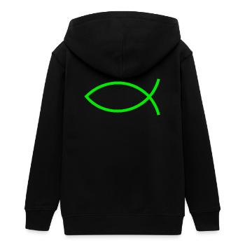 Jésus poisson vert Ichthys poisson poisson poisson poisson - Veste à capuche ado bio Stanley/Stella - noir - Dos - AI Model Teenager Male light (155cm)