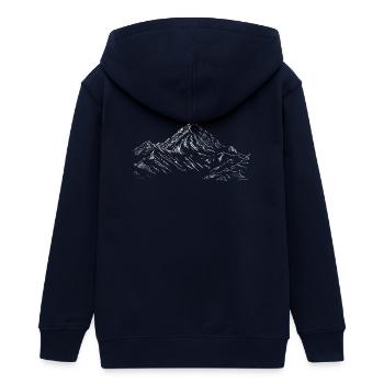 Mountain Artwork Line Art of K2 Mountain in Pak - Teens Organic Zip-up Hoodie by Stanley/Stella - navy - Back - AI Model Teenager Male light (155cm)