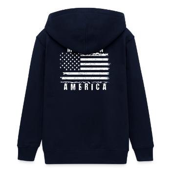 Amerikansk flagg med vintage känsla - Veste à capuche ado bio Stanley/Stella - marine - Dos - AI Model Teenager Male light (155cm)