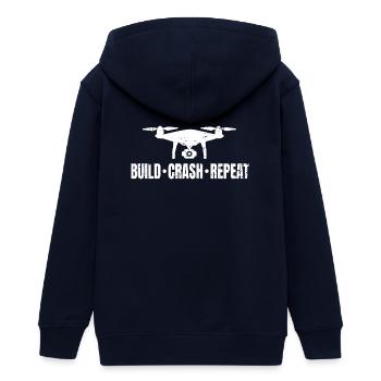 Drohne Build Crash Repeat - Teenager Organic Kapuzenjacke Mini Cultivator von Stanley/Stella - Navy - Hinten - AI Model Teenager Male light (155cm)