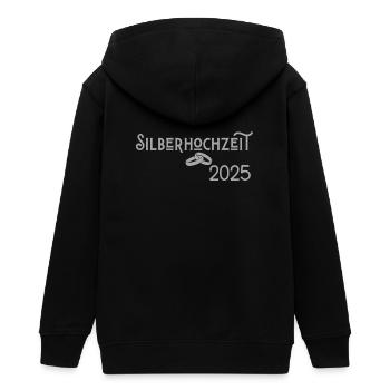 Silberhochzeit 2025 mit Ringen Jugendstil - Teenager Organic Kapuzenjacke Mini Cultivator von Stanley/Stella - Schwarz - Hinten - AI Model Teenager Male light (155cm)