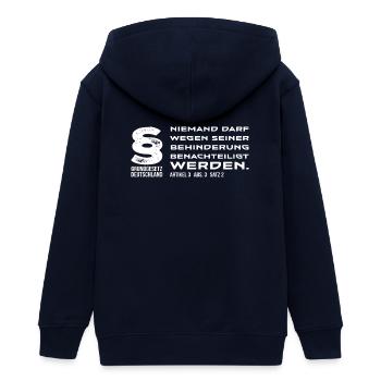 Antidiskriminierung Botschaft - Teenager Organic Kapuzenjacke Mini Cultivator von Stanley/Stella - Navy - Hinten - AI Model Teenager Male light (155cm)