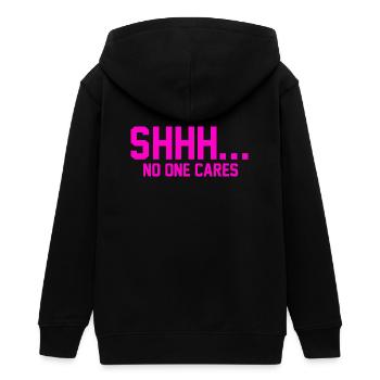 SHHH... No one cares - Teens Organic Zip-up Hoodie by Stanley/Stella - black - Back - AI Model Teenager Male light (155cm)