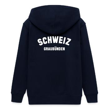 GRAUBÜNDEN Schweiz Switzerland - Teenager Organic Kapuzenjacke Mini Cultivator von Stanley/Stella - Navy - Hinten - AI Model Teenager Male light (155cm)
