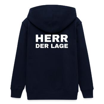 Herr der Lage - Teenager Organic Kapuzenjacke Mini Cultivator von Stanley/Stella - Navy - Hinten - AI Model Teenager Male light (155cm)