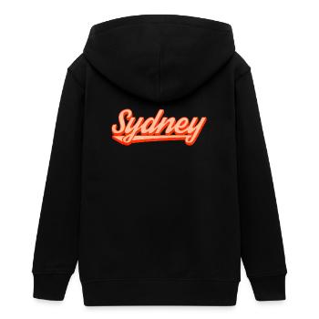 Sydney Retro Script Logo - Teenager Organic Kapuzenjacke Mini Cultivator von Stanley/Stella - Schwarz - Hinten - AI Model Teenager Male light (155cm)