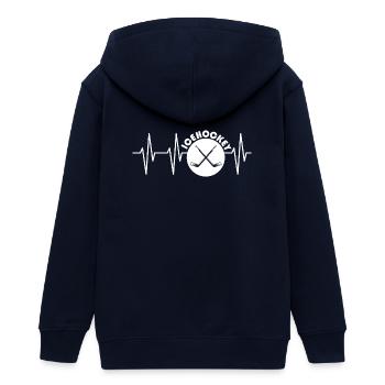 puls eishockey icehockey Herzschlag Schläger Puck - Teenager Organic Kapuzenjacke Mini Cultivator von Stanley/Stella - Navy - Hinten - AI Model Teenager Male light (155cm)