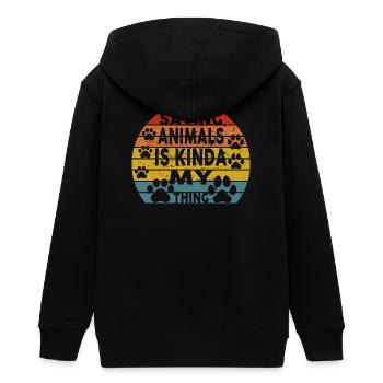 Saving Animals Is Kinda My Thing - Teens Organic Zip-up Hoodie by Stanley/Stella - black - Back - AI Model Teenager Male light (155cm)