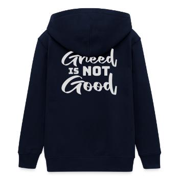 Greed Is Not Good Antikapitalismus Aussage Protest - Teenager Organic Kapuzenjacke Mini Cultivator von Stanley/Stella - Navy - Hinten - AI Model Teenager Male light (155cm)