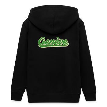 Genève Grün Retro Script - Teenager Organic Kapuzenjacke Mini Cultivator von Stanley/Stella - Schwarz - Hinten - AI Model Teenager Male light (155cm)