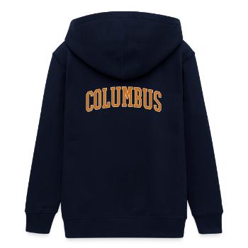 Columbus Varsity Arch - Teenager Organic Kapuzenjacke Mini Cultivator von Stanley/Stella - Navy - Hinten - AI Model Teenager Male light (155cm)